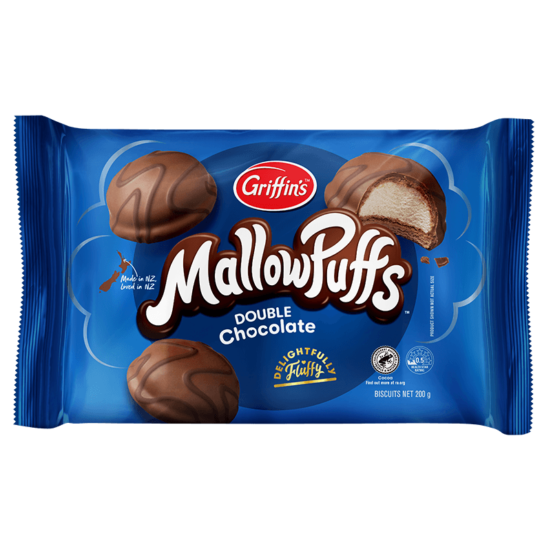 43321 MallowPuffs Double Chocolate 20x200g FRONT Render 2