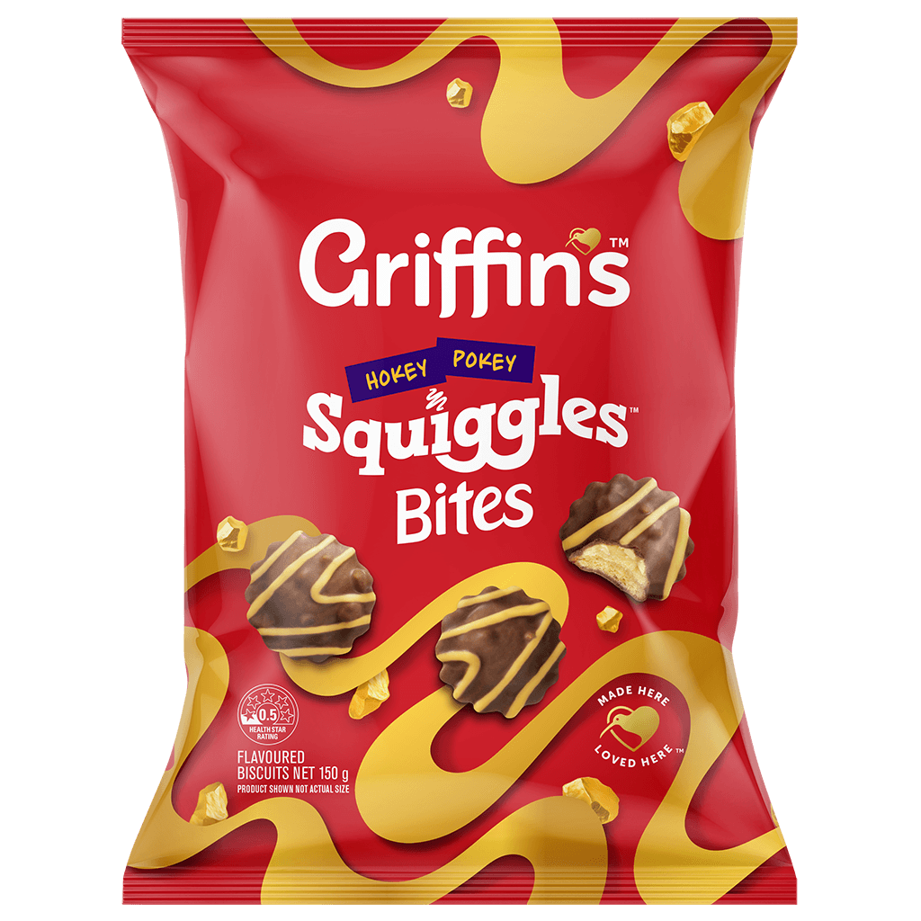 44145 Squiggles Hokey Pokey Bites 14x150g FOP 3D