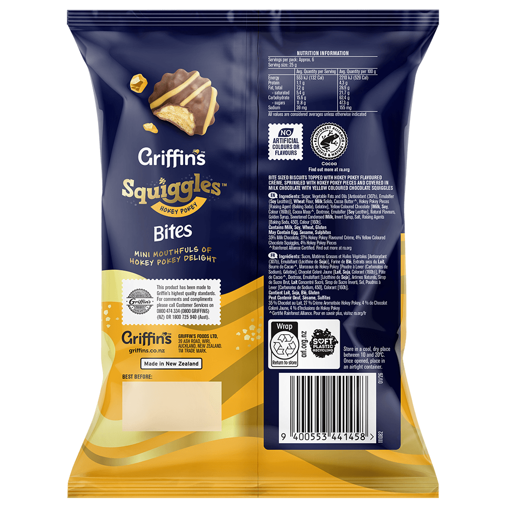 44145 Squiggles Hokey Pokey Bites 14x150g 3D BOP