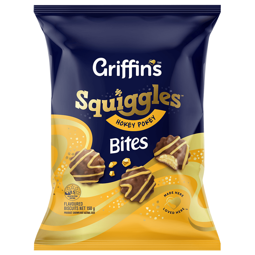 44145 Squiggles Hokey Pokey Bites 14x150g 3D FOP